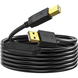 50 FT USB 2.0 Printer Cable Type A to B Cord for Scanner, DAC, MIDI Keyboard, Compatible with HP, Canon, Epson, Brother and More