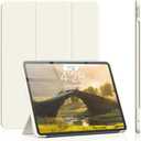 Aoub Case for iPad Pro 11 Inch Case (M4) 2024 5th Generation, Protective Cover with Soft Smooth TPU Back, Auto Wake/Sleep, Supports Pencil Pro & Pencil USB-C Charging - Cream White