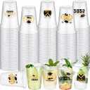 120 Pieces 16 Ounce Graduation Cups Disposable Class of 2025 Cup Clear Print Drink for Hot Cold Drinks Party Supplies, Black and Gold