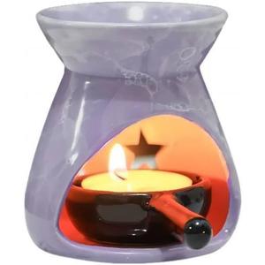 Purple Ceramic Essential Oil Burner Tealight Candle Holder Decorative Aroma Diffuser