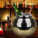 Disco Ball Ice Bucket Beverage Tubs Disco Ball Cup for Parties Large Retro Drink Bucket for Beer Cocktail Wine Champagne Cold Drinks, Disco Party Supplies Bar Cart Decor (Gold)