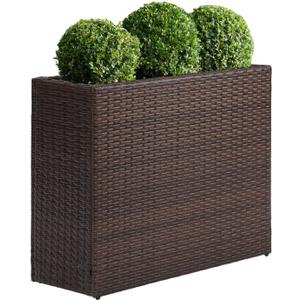 SUNNYPARK Tall Rectangular Planter with Removable Liner, All-Weather PE Rattan Large Modern Planters Indoor Outdoor Flower Plant Pots Garden Box Patio Yard Front Porch Deck (Brown)