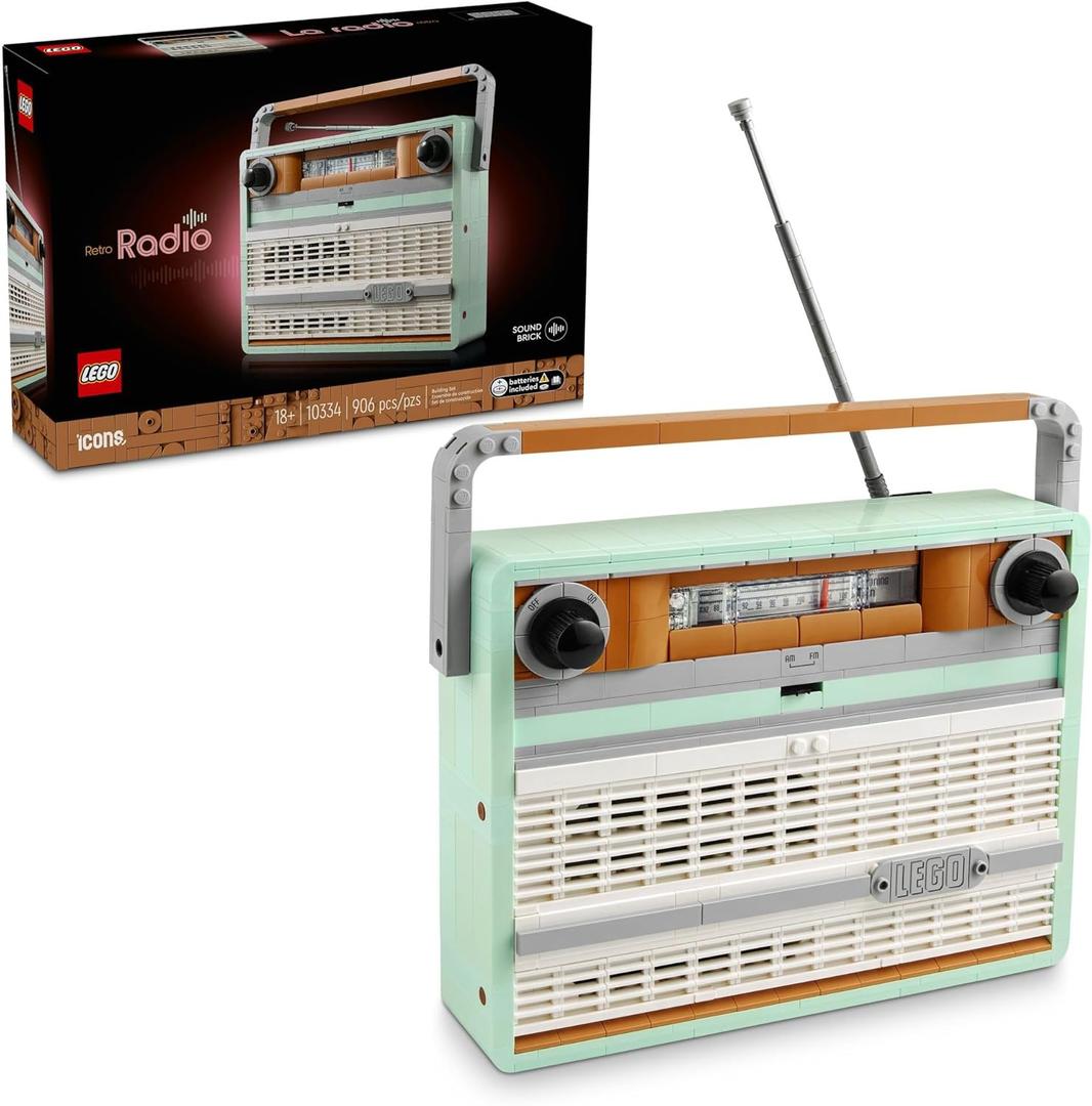 LEGO Icons Retro Radio Building Set for Adults - Home Decor for Bedroom or Desk for Vintage Aesthetic with Sound Effects & Smart Phone Integration - Birthday Gifts for Men & Women - 10334