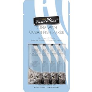 2 x Fussie Cat Tuna with Ocean Fish Puree, Lickable cat Treats, 0.5oz Pouch Pack of 4 (EXP 01/11/26)