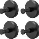 JUYSON Suction Cup Hooks for Shower, Towel Hooks for Bathrooms, Suction Hooks for Windows, Glass, Mirror, Tile, No Drill Shower Hooks for Hanging Loofah, Robe, Matte Black, 4 Pack