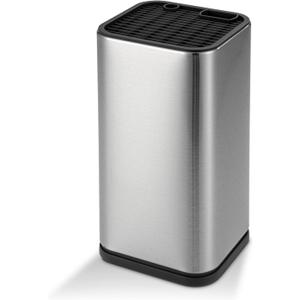 Universal Knife Block, Knife Holder without Knives, Stainless Steel Knife Storage Block for 3.5" to 8" Knives, with Slots for Scissors and Sharpening Rod,for Kitchen Counter