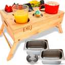 Couch Console - Caddy with Cup Holder and Food Trays for Eating on Couch