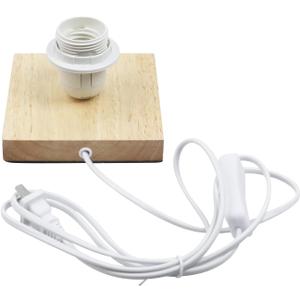 Geesatis 1Pc Wooden Light Base,E27 Square Light Display Base with Switch Plug,No Bulb,for Living Room Bedroom