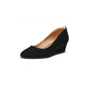 mysoft Women's Wedge Pumps Low Heel Closed Toe 2in Dress Shoes Black Size 7,5