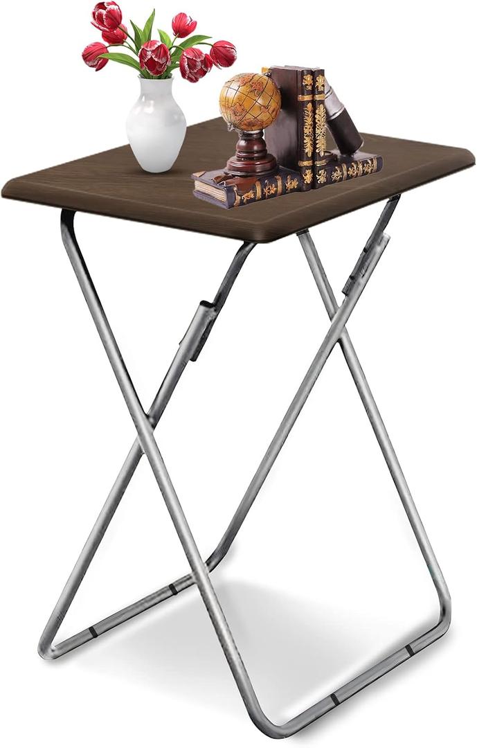 Garden 4 you 25In Portable Folding TV Tray Table on Bed & Sofa,TV Dinner Tray with Sturdy MDF,Portable Table with No Assembly Required Walnut,1PC