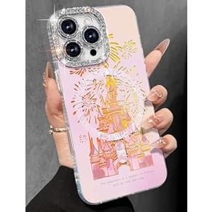 Toycamp for iPhone 16 Pro Case - Compatible with Magsafe Aesthetic Cute Fireworks Castle Laser Holographic i 16 Pro Case with Diamond Bling Lens Protector for Apple 16 Pro Cover for Women Girls