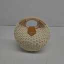 Ynport Straw Purses for Women Summer Beach Rattan Tote Bag Round Handle Ring Handbag Retro Handmade Woven Shell Bag (White)