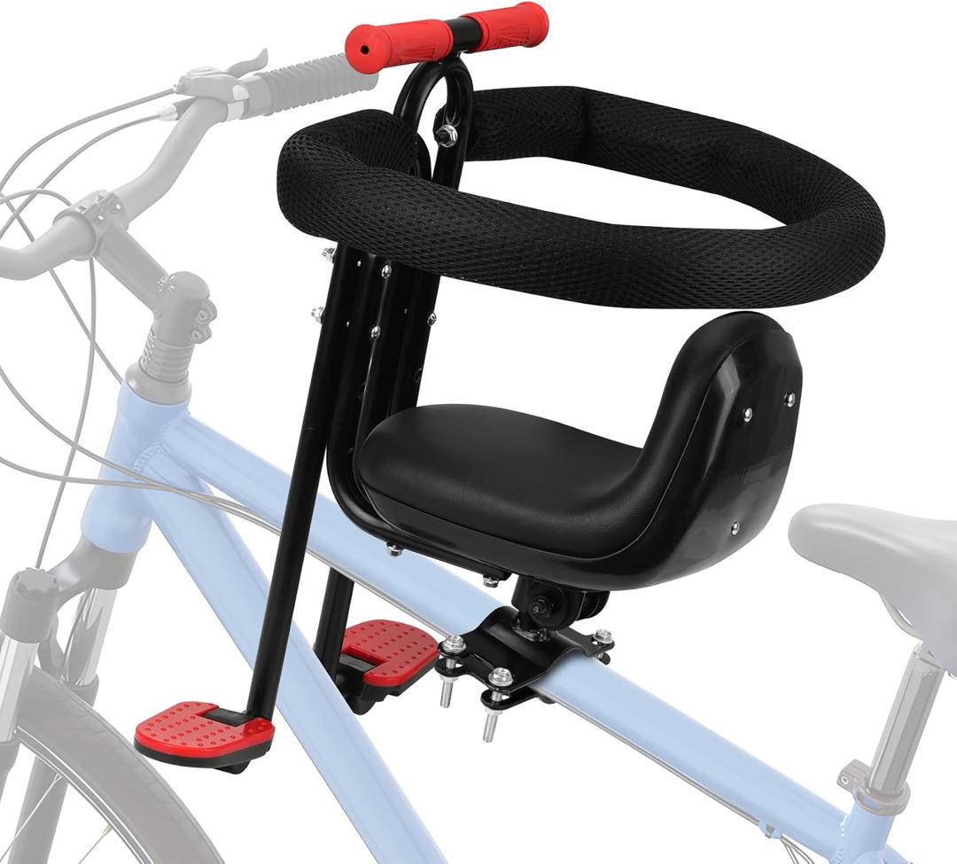 Kid's Bike seat Front Child Carrier Bike Chair for Bicycle Kids seat for Children 2~4 Years, Weight 55 lbs (front mounted black)