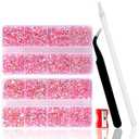 10400PCS Nude Light Pink Rhinestones, Jelly Resin Rhinestones for Nails, Flatback Non Hotfix Crystals DIY Rhinestones for Crafts with 15 cm Pencil Sharpener and Tweezer & Picker Pen(Nude Light PinkAB)
