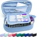 SPACEMATE Pencil Case Pouch Box Bag School Supplies Girls Boys Kids, Cute Preppy Stuff Large Big Capacity Aesthetic Pen Organizer, Back to College Stationary, Sky Blue, Heavy Duty Canvas, 1800ml