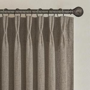 Pinch Pleated Farmhouse Burlap 90 Inch Curtains for Bedroom 2 Panels Set, Natural Linen Blend Country Semi Sheer Light Filtering Drapes with Back Tab Dining Room Burg 40x90 Inches Long Windows Curtain