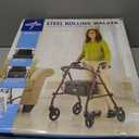 Medline Steel Rollator Walker with Seat, Burgundy, 350 lb. Weight Capacity, 6 Wheels, Foldable, Adjustable Handles, Rolling Walker for Seniors, Walker for Mobility Impaired
