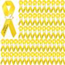 50 Pcs Dove Funeral Ribbons Memorial Ribbon Funeral Pins Classic Memorial Service Respect Ribbon Bow with Safety Pins and Dove for Mourning Remembrance Day Event(Yellow)