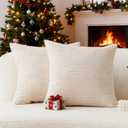 Home Brilliant Set 2 Couch Pillow Covers Decorative Throw Pillows Corduroy Bed Sofa Couch Gift Christmas Decor, 18x18 inch, Cream Cheese