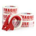 JIALAI HOME Fragile Tape Handle with Care Packing Tape 6 Rolls, Heavy Duty Shipping Box Sealing Tape with Dispenser, 2 Inch x 330 Feet (110 Yards) for Shipping and Moving Boxes