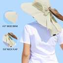 Womens Sun Hat Outdoor UV Protection Wide Brim Fishing Hat with Ponytail Hole Neck Flap for Beach Hiking Camping (Beige)