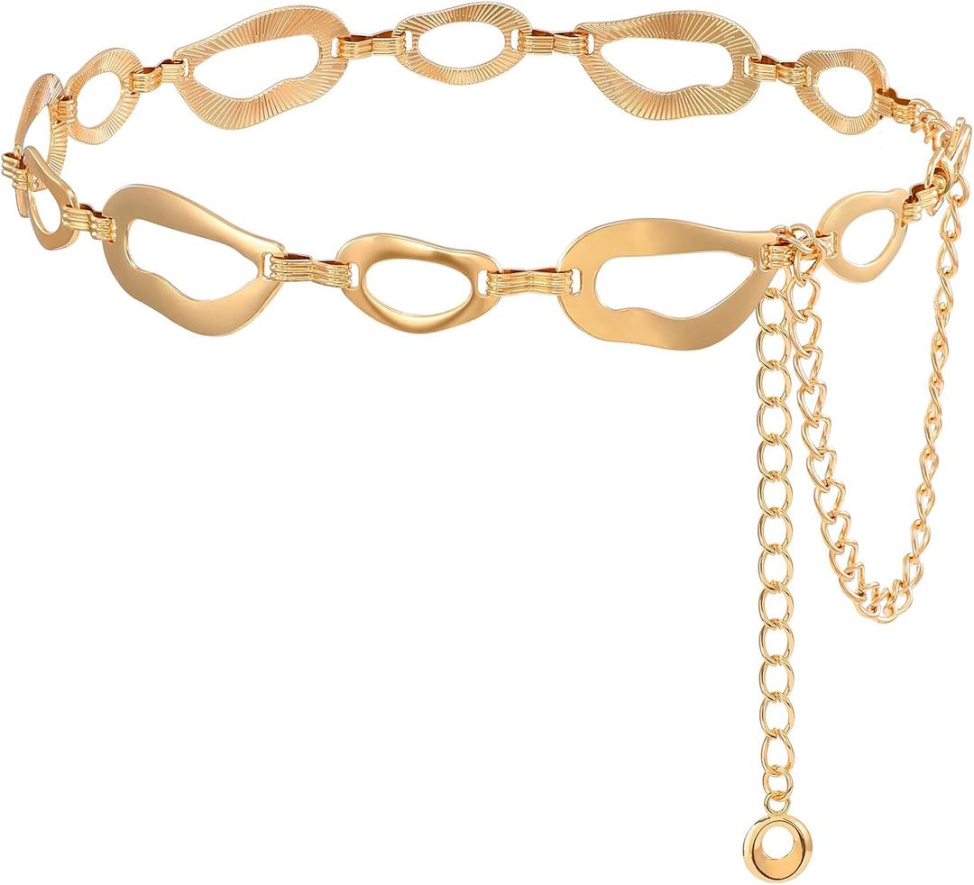TRIWORKS Waist Chain for Women Ladies Metal Link Chunky Chain Belt for Dresses