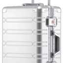 All Aluminum Carry On Luggage 22x14x9 Airline Approved Hard Shell Suitcases with Spinner Wheels Zipperless Luggage 20 inch Small Carry On Suitcase for Short Trips, Sliver (Silver)