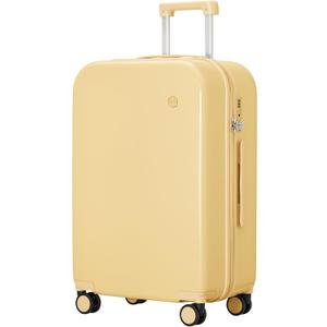 mixi Luggage Suitcase with Spinner Wheels, Hardside Rolling Suitcase PC with Cover & TSA Lock Lightweight Travel Case 26in Checked in, Lark Yellow