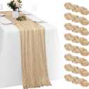 8 Pack Beige Cheesecloth Table Runners 20x120 Inch Gauze Table Runner Cheese Cloth 10FT Beige Table Runner Rustic Sheer Runner for Wedding Birthday Party Baby Shower Table Decor