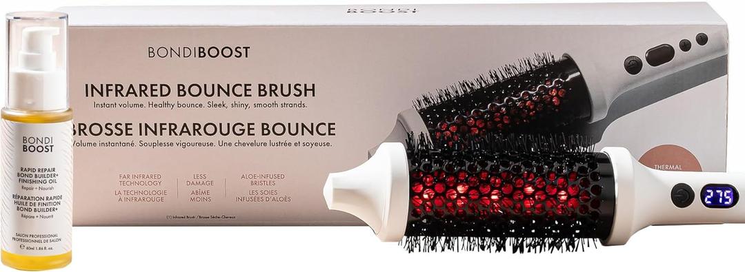 BONDIBOOST Infrared Thermal Brush + Rapid Repair Bond Builder Oil with Heat Protection  Smooth, Shiny, Frizz-Free Hair with Volume & Less Breakage