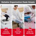 Rubbermaid 70 Quart Under the Bed Low Profile Storage Boxes with Dual Hinged Lids and Easy Rolling Caster Wheels, Clear, 2 Pack
