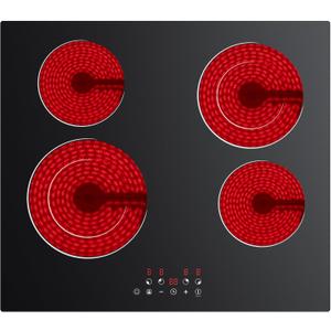 CDV 24 Inch Electric Cooktop 4 Burners 6600W Dual Heating Ring