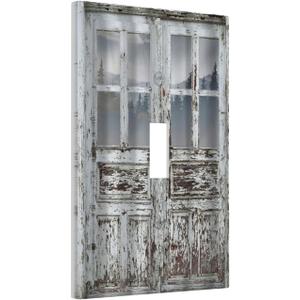 Decorative Switch Plate Covers Rustic Farmhouse Wood Barn Door 1 Gang Wall Plate Single Toggle Light Switch Cover Plate Jumbo Electrical Switchplate Receptacle Faceplate for Bedroom Home Decor