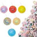 LANGXUN 6pcs Candy Land 2025 Xmas Birthday Party Wedding Suppiles Decoration, Hanging Candy Cane Christmas Tree Dcor, Christmas Decorative Hanging Ornaments Crafts (Rainbow Balls)