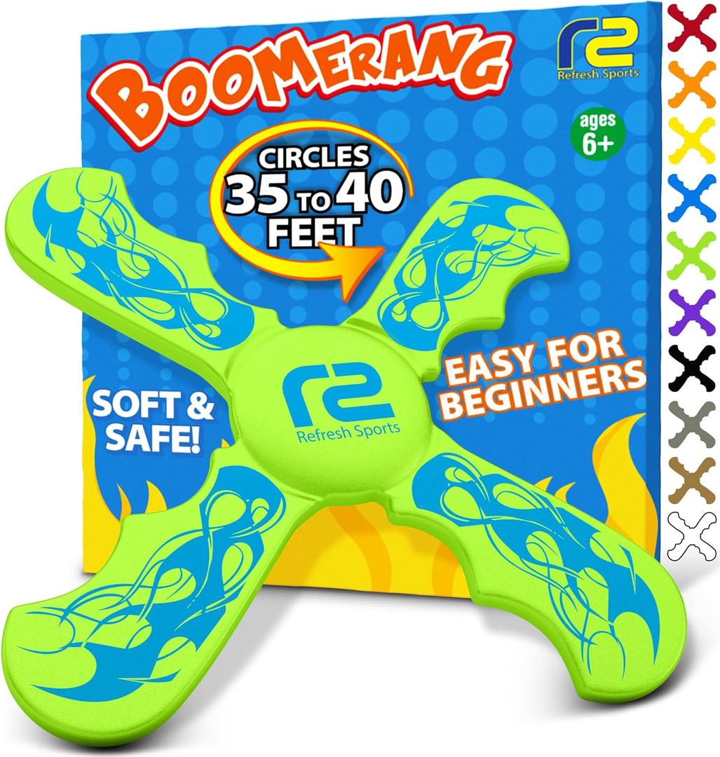 Boomerangs for Kids - Christmass Gifts for Grandkids Boys & Girls All Ages - Outdoor Flying Disc - Fun Boy Stocking Stuffers - Boys Toys Age 8-10 Year Old & 10-12 & Up - Beach Toys for Kids Presents (Green)
