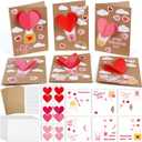 Justforjoyful 24 Pack Valentine's Day DIY Card Making Kit for Kids 3D Heart Hot Air Balloon Greeting Cards with Envelope Sticker Valentines Craft Supplies Valentine Party Favor Classroom Exchange Gift