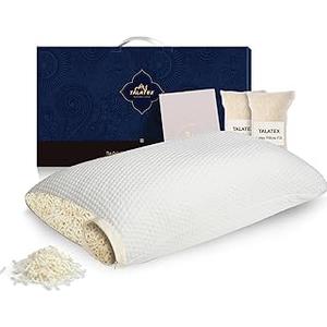 Talatex Talalay Shredded Latex Pillow 100% Natural Premium Pillow with Adjustable Neck Support Area for Back, Stomach or Side Sleepers Standard Size