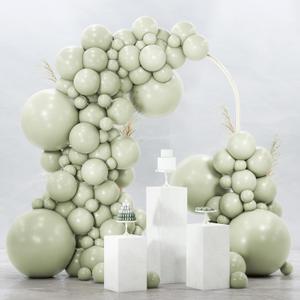 PartyWoo Sage Green Balloons 120pcs Different Sizes of 18 12 10 5 Inch Dusty Boho Green Latex Balloon Arch Kit for Wedding Birthday Dinosaur Jungle Golf Football Theme Party Decorations Green-F32