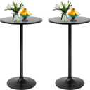 FDW Bistro Pub Table 2 Pack 40 Inch Height Cocktail Table Round Bistro Bar Table for Home and Kitchen Dining (Dark Black)