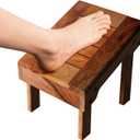 Teak Shower Stool for Shaving Legs, Non-Slip Bathroom Foot Step, Waterproof Wooden Shower Foot Step for Bathroom
