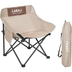Portable Camping Chair, Outdoor Folding Chair, Oxford Cloth Backpacking Chair with Aluminum Frame,264lbs Support,No Installation Required (Khaki)