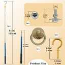 VOVCIG 2 PCS Ladder Pull Down System Kit, Attic Pull Down Hook, Telescopic Extension Pole, Extension Length 15-60 Inches (Bright copper)