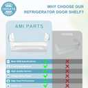 Upgraded 242126602 Refrigerator Door Bin Shelf Replacement Part Compatible with Frigi.daire Refrigerator Door Shelf 2421266 PS12364199 FFSS2625TS0 LFSS2612TF0 Door Shelf Shelves by AMI PARTS (2 Pack)