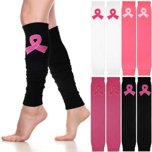 Hercicy 4 Pairs Breast Cancer Awareness Football Leg Sleeves Pink Ribbon Calf Compression Sports Sleeves for Girls Boys (Colorful)