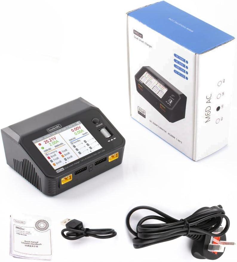 ToolkitRC M6DAC AC 200W DC 700W 15A*2 USB-C 65W QC3.0 Dual Channel Smart Lipo Battery Charger Discharger for 1-6S Lipo LiHV Lipo Battery