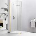 32"78" Fixed Glass Shower Panel, Bathroom Shower Doors 5/16"(8mm) Thick Clear Tempered Glass Panel, Brushed Gold Frameless Shower Door