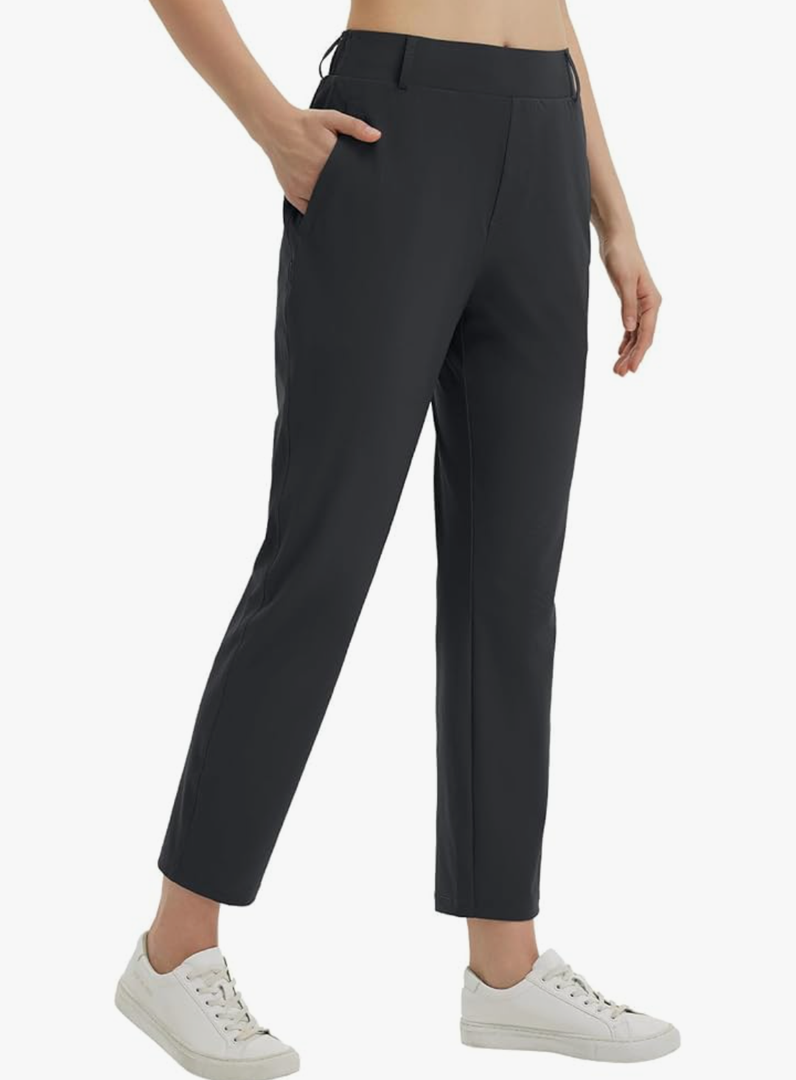 baleaf Women's Golf Pants with Belt Loops Zipper Pockets Stretch Travel Work Bussiness Dressy Casual Slacks UPF 50+, Size L