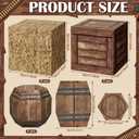 Threehoney 16 Pcs Western Cowboy Party Decorations 11.8 Inches Summer Halloween Hay Bales Boxes Decor Include Wood Grain Wine Barrel Boxes Hay Decoration for Pirate Farmhouse Western Themed Party