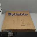 Folding Table 4 Foot Portable Heavy Duty Plastic Fold-in-Half Utility Table Small Indoor Outdoor Adjustable Height Folding with Carrying Handle, Camping and Party, White