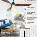 52 Inch Solid Wood Ceiling Fans with Lights and Remote, 3 Blade Walnut Outdoor Ceiling Fans with Wall Control, Dimmable, 6 Speeds, Quiet DC Motor for Bedroom/Patios/Farmhouse/Living Room